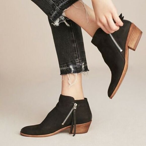 Sam Edelman Packer Ankle Bootie Black Leather 6.5w Wide